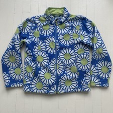L.L. Bean Medium 10-12 Full-Zip Fleece Coat Jacket Kids Daisy Print White Blue