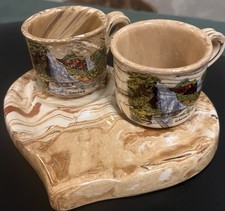 souvenir-style ceramic coffee/ espresso set (two small cups with handles)