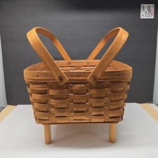 Longaberger 12" x 12" Pie/Cake Basket with Riser & Protector Ohio USA 1994