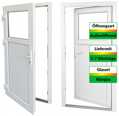 Kunststoff Nebeneingangstür Kellertür Garagentür Schuppentür außenöffnend weiß