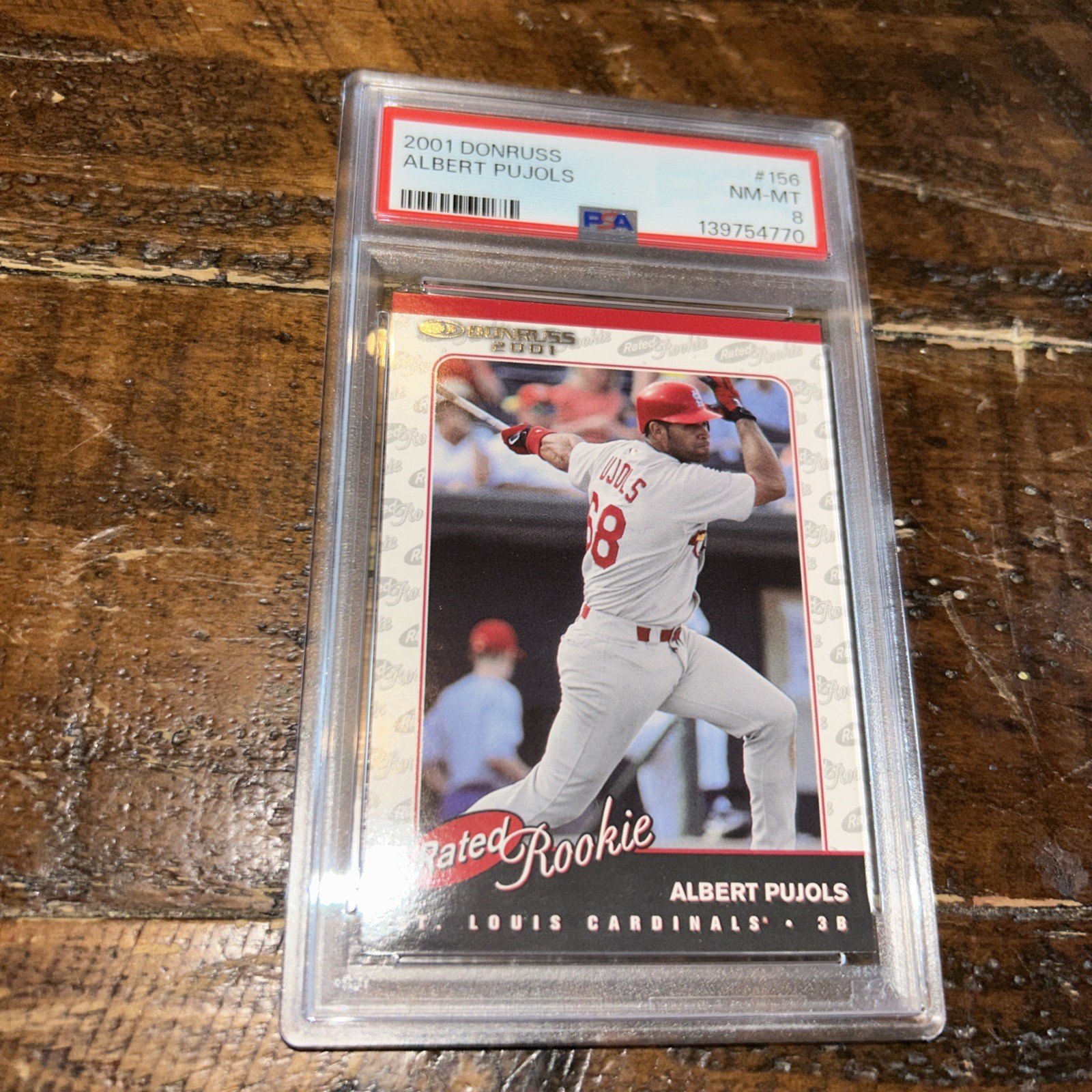 2001 Donruss Rated Rookie Albert Pujols RC 046/500 PSA 8 St. Louis