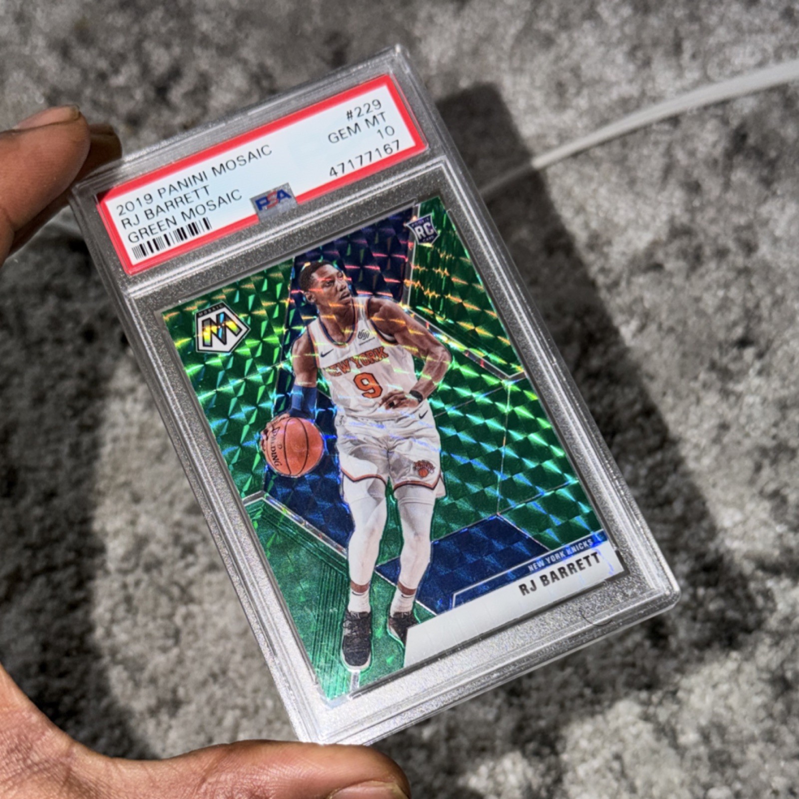 Panini Mosaic 2019-20 RJ Barrett #229 Green Mosaic Rookie PSA 10 New York Knicks