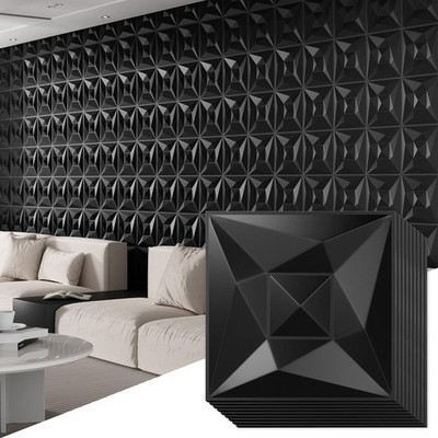 40 PCS 3D Wall Panels for Interior Wall Décor Black 11.8''*11.8'' Covering Pa