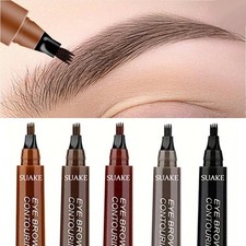 1pc 4-Pronged Waterproof Eyebrow Pencil: Long-Lasting Smudge-Proof Makeup - NEW