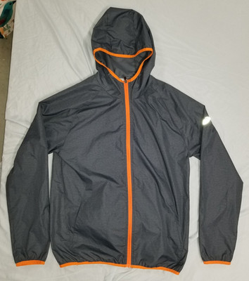 ASICS 2011B790 Grey Packable Mens Medium lightweight water resistant windbreaker