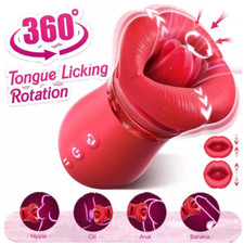 Rose Sucking Vibrator Oral Clit Licking Tongue G-Spot Dildo Sex Toys For Women
