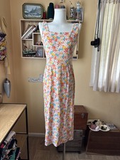 Vintage 90’s fluro blue orange floral stretch sheath dress AUS 8 US 4 EU 36