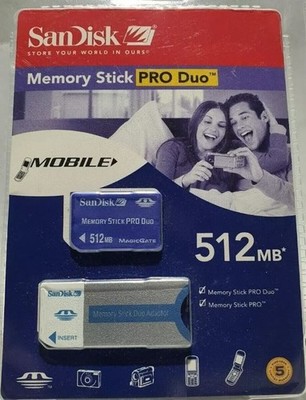 SANDISK MEMORY STICK PRO DUO 512 MB + Sandisk Adapter Neu Versiegelt