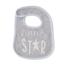 Mud Pie H7 Baby Boy Gray Little Star Waffle Feeding Bib 10" x 8" 1552322