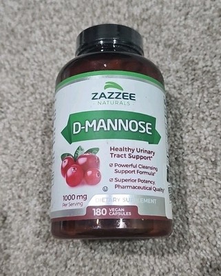 Zazzee D-Mannose 180 Vegan Capsules, 1000 Mg per Serving, Pure, Potent and Fast-