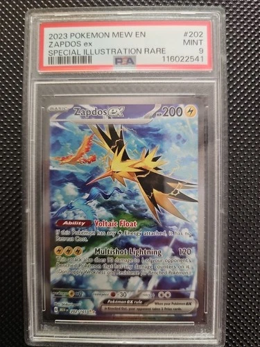 PSA 9 Zapdos ex SIR Pokemon 151 SV 202/165 Special Illustration Rare Card Mew