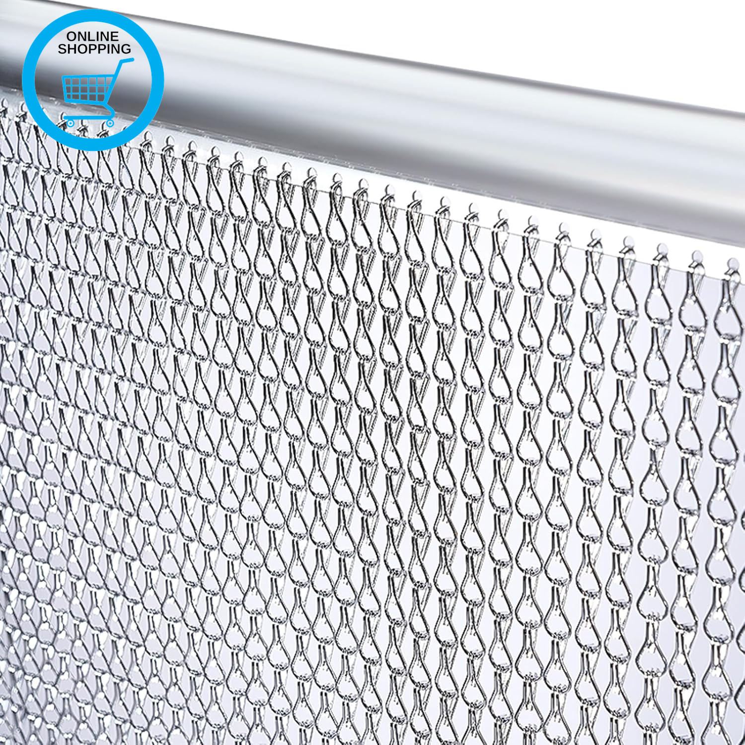Aluminium Chain Curtain 90X200Cm Fly Screens for Doors (Silver) | Metal Door Fly