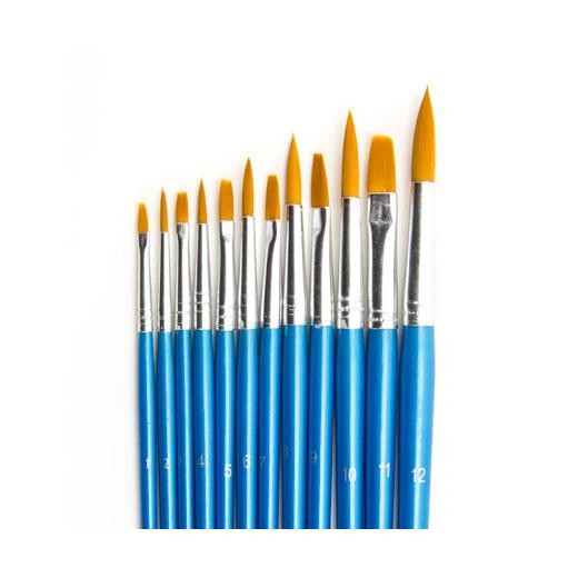 Hobby & Crafting Fun Paintbrush Set - 12pcs Round & Flat #3085