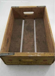 Coca Cola Yellow Red Wooden Soda Advertising Glass Bottle Handled Crate