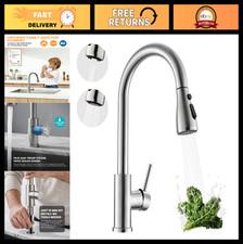 Brushed Nickel Pull-Down Kitchen Faucet, 304 Stainless Steel, 360 Swivel, 2-Fun
