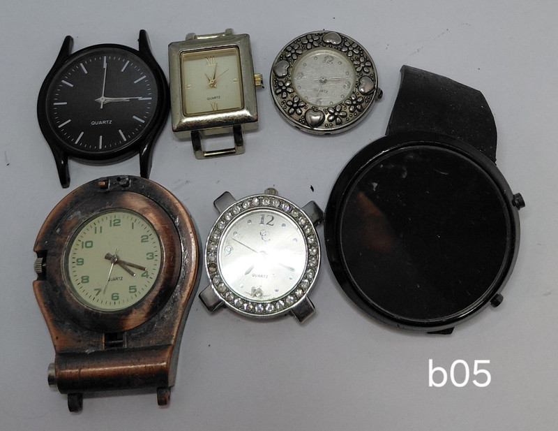 Qty 6 Quartz Watch Heads & Parts Mixed Lot -Project Watches - Watch Repair