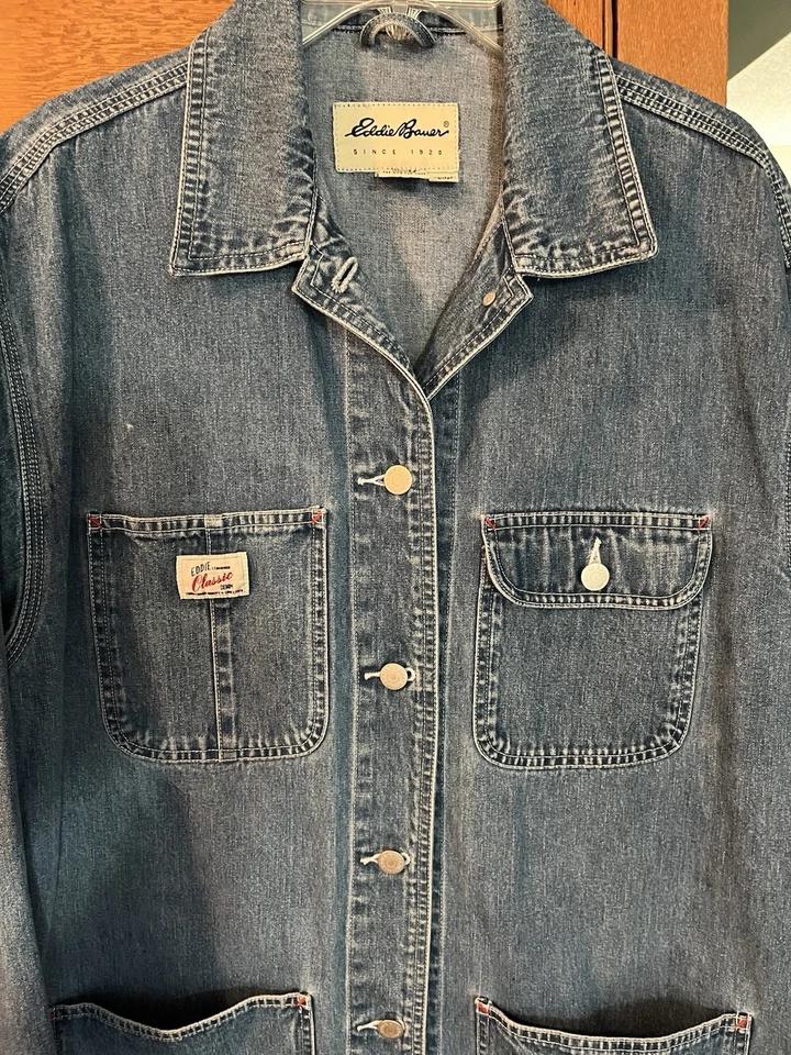 Abrigo/chaqueta de granero Eddie Bauer clásica de mezclilla pesada para mujer talla S/P Foto 2 de 4