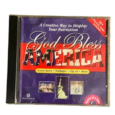 God Bless America CD-ROM Patriotic Clip Art Screensavers Music Design Preowned