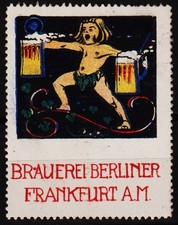 vintage niemiecki plakat znaczek Frankfurt, browar berliński, kamienie piwne /0422