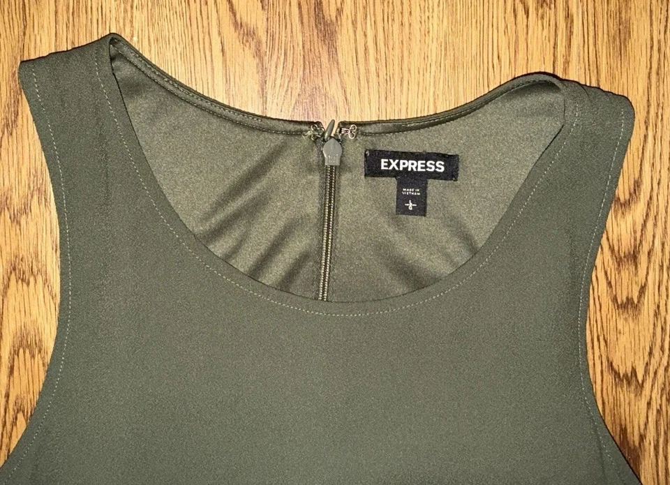 Mini Vestido Vaina Express Cuello Redondo Sin Mangas Envolvente con Corbata Talla Grande Foto 3 de 4