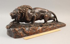 Lrg Antique French Bronze Clad Signed Isadore Bonheur African Lion Sculpture NR