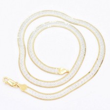 5.5mm Reversible Herringbone Necklace Real Solid Sterling Silver 925 Italy