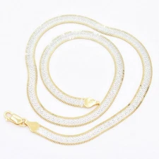 5.5mm Reversible Herringbone Necklace Real Solid Sterling Silver 925 Italy