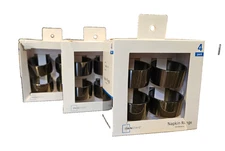 12 NOS RETIRED Mainstays Gunmetal Metal Napkin Rings 2"W x 1.6"L, 12 Pieces