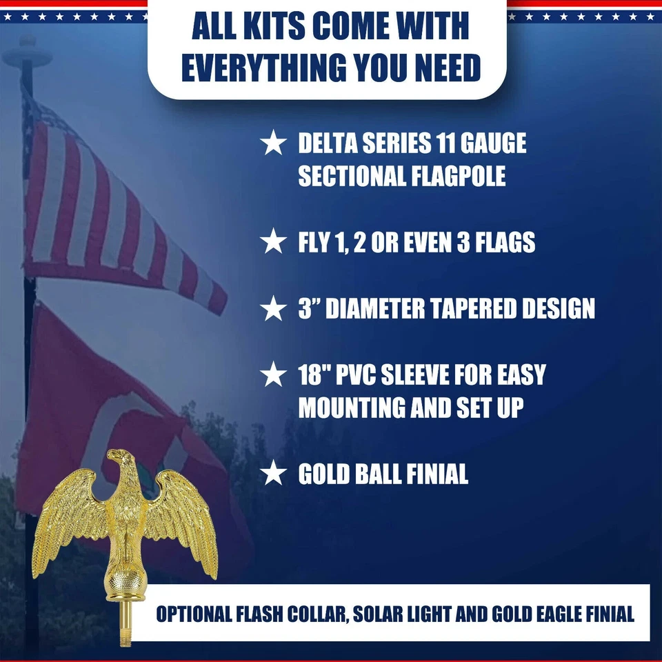 30' DELTA SECTIONAL FLAG POLE "FREEDOM EDITION" (BLACK) - Image 4 of 4