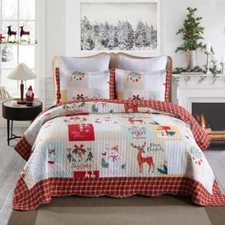 MarCielo Christmas Quilt Set Bedspread set B023