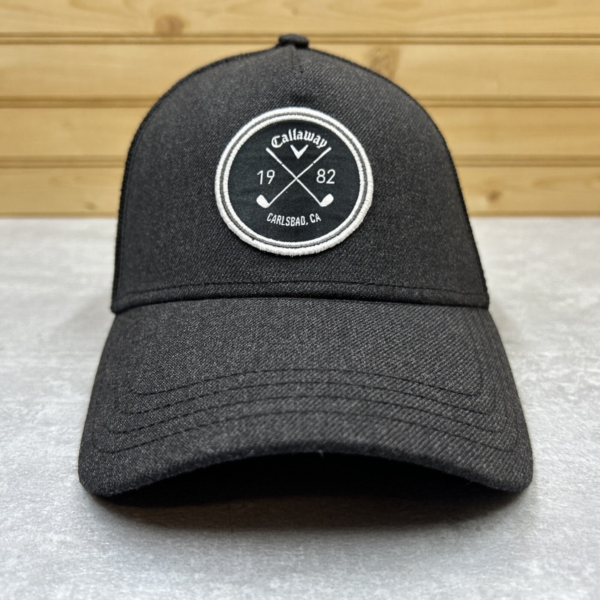 CALLAWAY 1982 Hat Ball Cap SNAPBACK Black Mesh Back Golf Patch