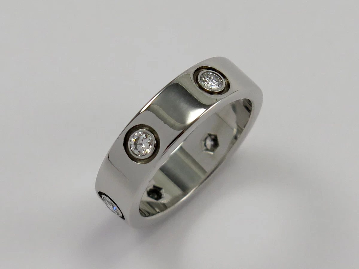 Cartier LOVE 18K White Gold Diamond Ring Size 54
