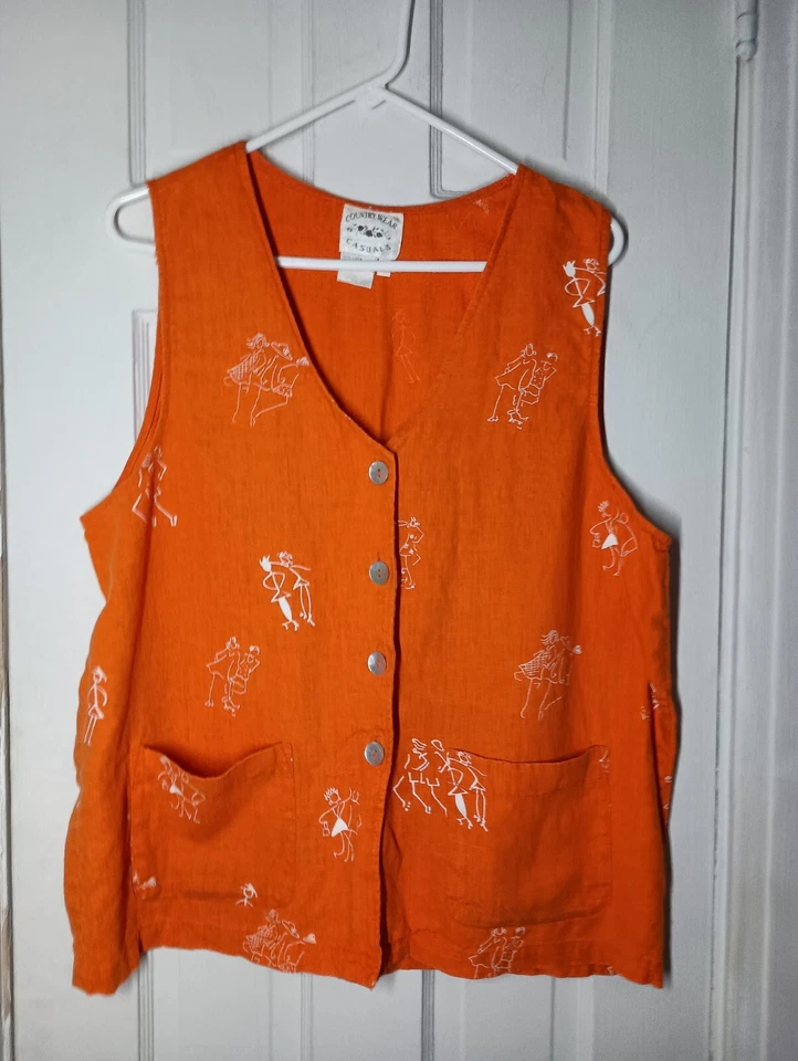 Country Wear Casuals M Womens Top Sleeveless Lagenlook Linen Blend Vest Medium J - Image 2 of 4