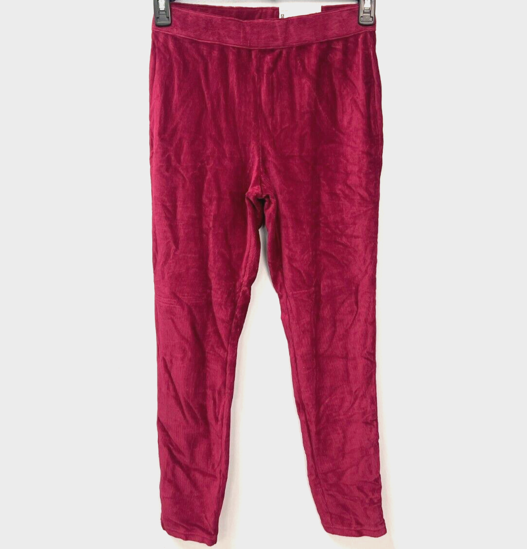 HUE Scarlet Red High Waist Corduroy Leggings Women's Sz Medium