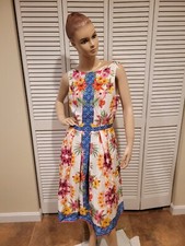 Modcloth Zesty Attire Required Dress A-line NWOT S white floral fit flare