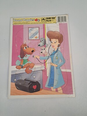 Vintage 1986 Tonka Pound Puppies 12 Piece Golden Frame Tray Puzzle