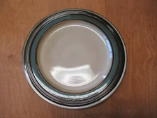 Gibson EVERSTON TEAL Dinner Plate 11" Rim Teal Taupe Bands 1 ea    3 available