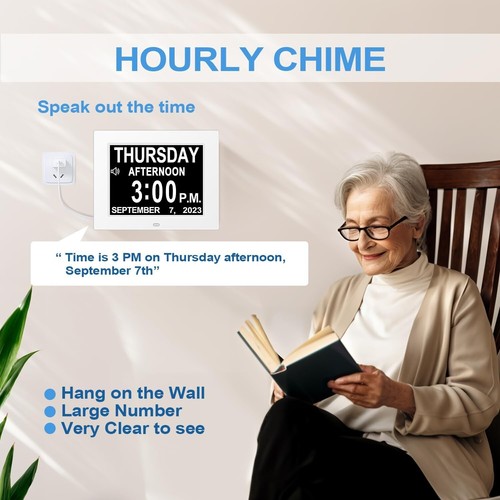 Stylish 8" Digital Alarm Clock for Desk or Wall – Perfect Gift for the Elderly - Picture 6 of 9