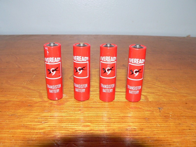 Lot of 4 Vintage Eveready AA Transistor Batteries, Display Only (Non-Working)