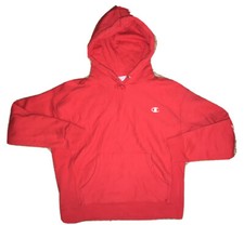 Nice Vtg CHAMPION REVERSE WEAVE Solid Red Hoodie SWEATSHIRT Mens sz M