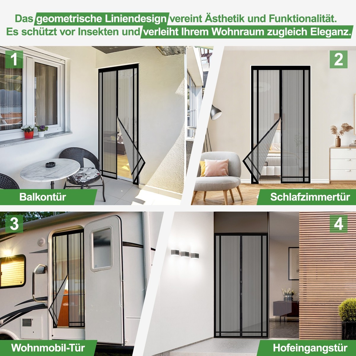 Magnet-Fliegengitter Für Türen – Ohne Bohren Befestigen, 120x200 Cm, Schwarz, Für Balkon-, Terrassen- & Zimmertüren