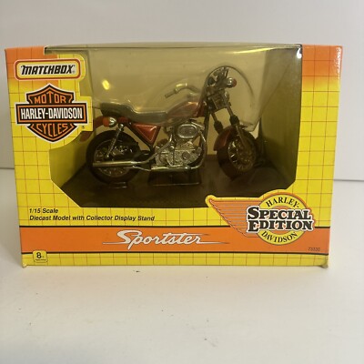 New Matchbox Harley Davidson Blue Sportster Motorcycle 1:15 Diecast Damaged  Box