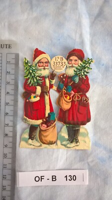 OF-B130 M: TB 2x Weihnachtsmann LuB 33733 Glanzbilder Oblaten Scraps Prägedruck