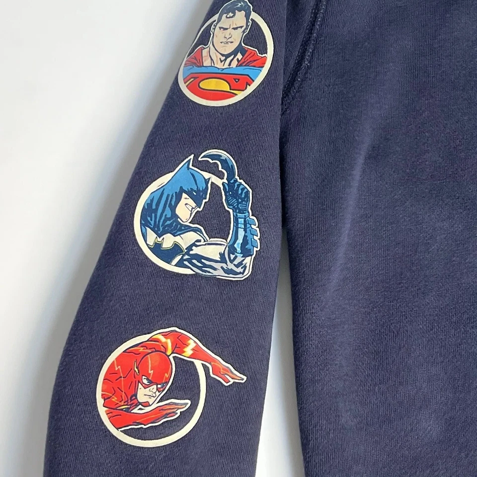 GapKids | DC™ Logo Hoodie Sweatshirt Boys M 8-9  Navy Blue Justice League Comics - Image 4 of 4