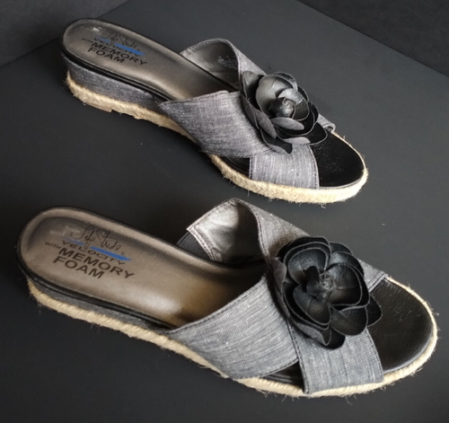 LifeStride Women's 10 W Memory Foam Omega Comfort Slip On Wedge Sandal Shoes Bow