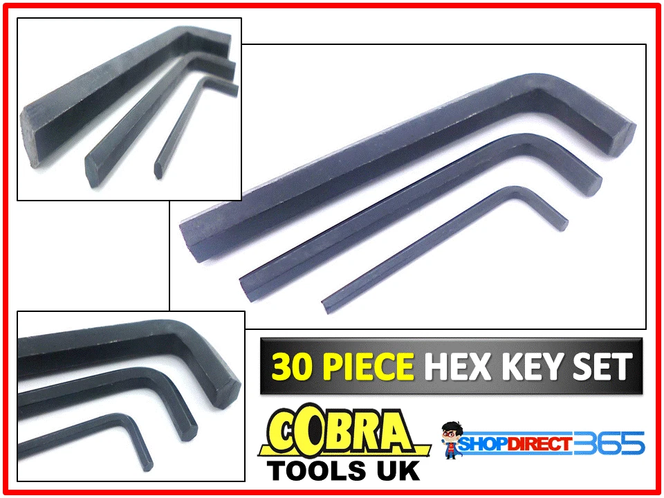 30 PIECE HEX KEY ALLEN ALAN ALLAN KEY SET KIT WITH CASE HARDENED