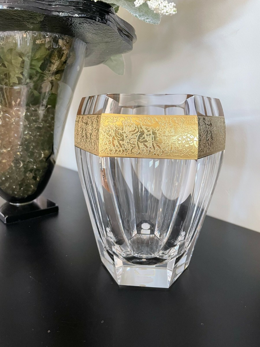 Moser Crystal Gold band Purity Warrior vase made in Czech Republic