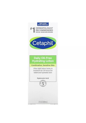 CETAPHIL Daily Hydrating Lotion for Face w/ Hyaluronic Acid, Oil Free, 3oz