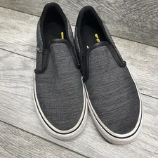 Vans Asher Deluxe Slip On Gray Black Skate Sneakers Men's 7.5