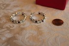 STUDIO 1886 AVON HOOP STYLE EARRINGS CRYSTAL W/ RED HEARTS SILVER TONE  — photo 4